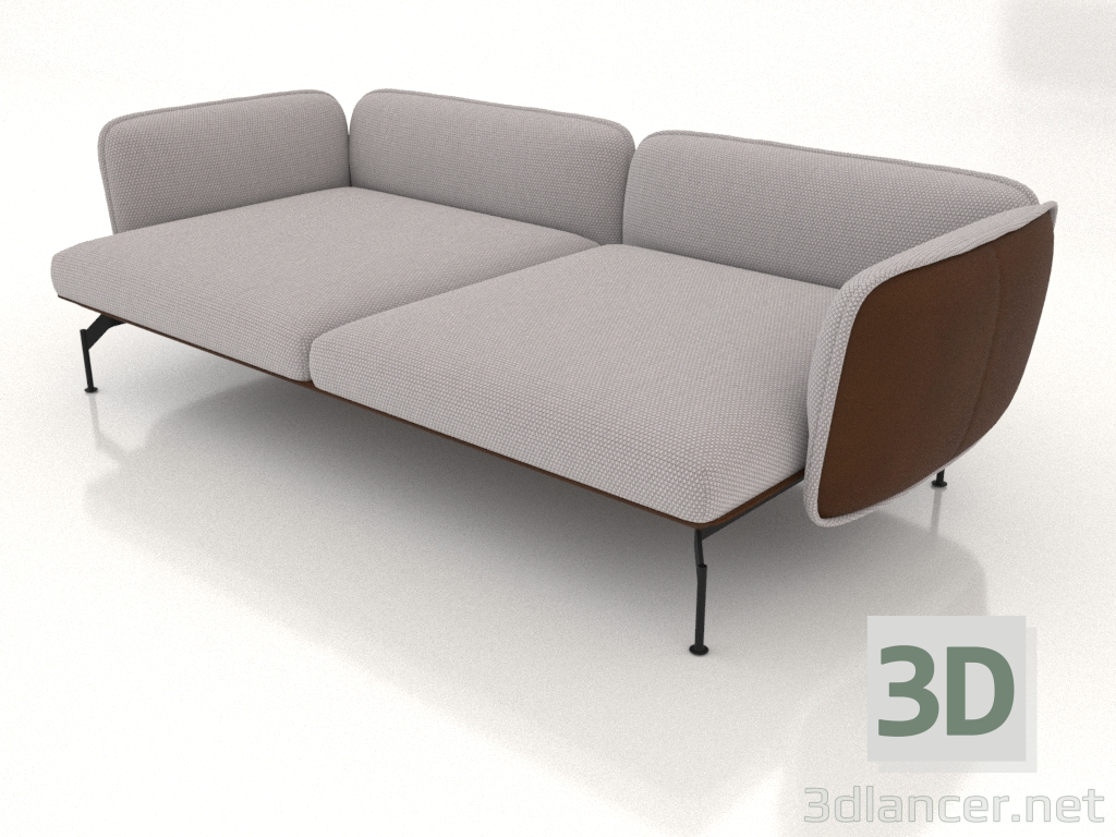 3d model Módulo sofá de 2,5 plazas de fondo con reposabrazos 85 (tapizado exterior de piel) - vista previa