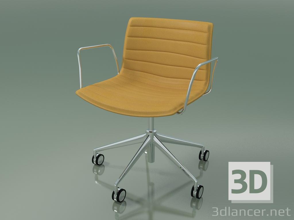 modello 3D Sedia 3128 (5 ruote, con braccioli, cromata, con rivestimento in pelle sfoderabile) - anteprima