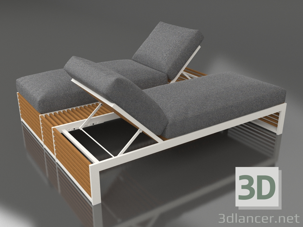 3D Modell Doppelbett zum Entspannen mit Aluminiumrahmen aus Kunstholz (Achatgrau) - Vorschau