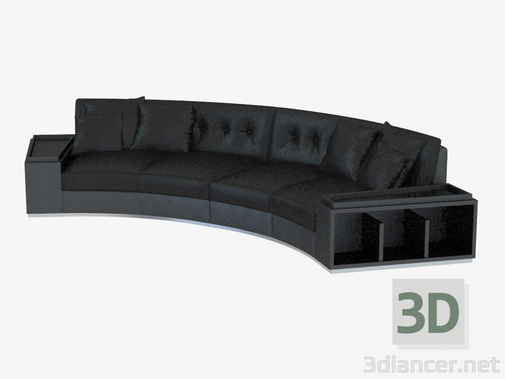 3d model Sofá Circulo Semicircular de Cuero (430) - vista previa