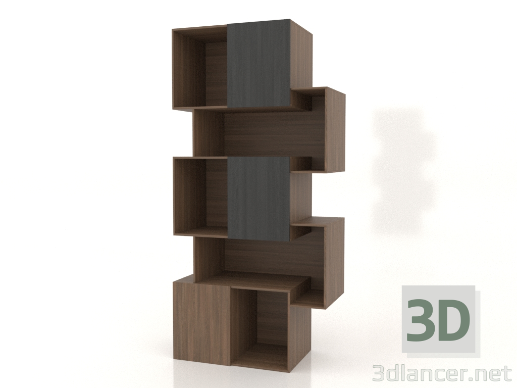 3d model Estantería Palo Grey (puertas gris nogal) - vista previa