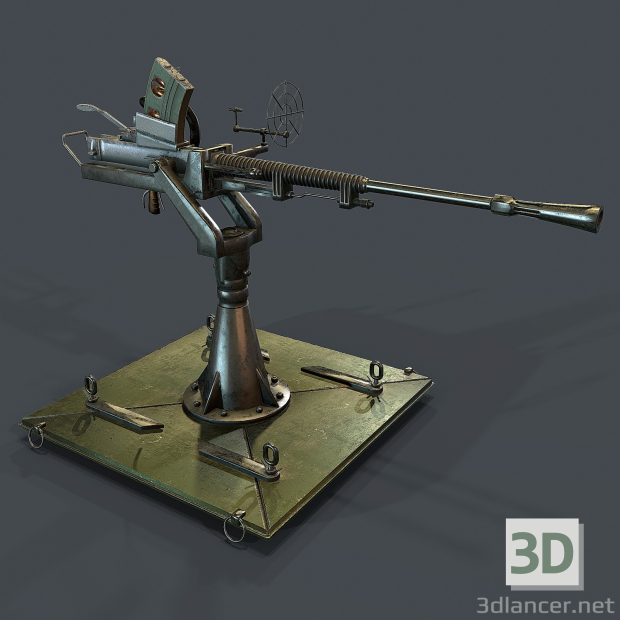 3d Machine gun turret 3d model model buy - render