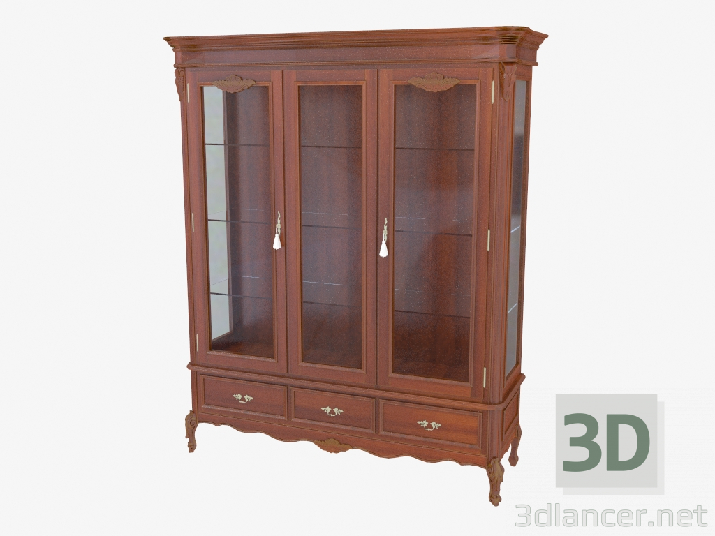 modèle 3D Vitrine avec deux portes et trois tiroirs BN8804 (bois) - preview