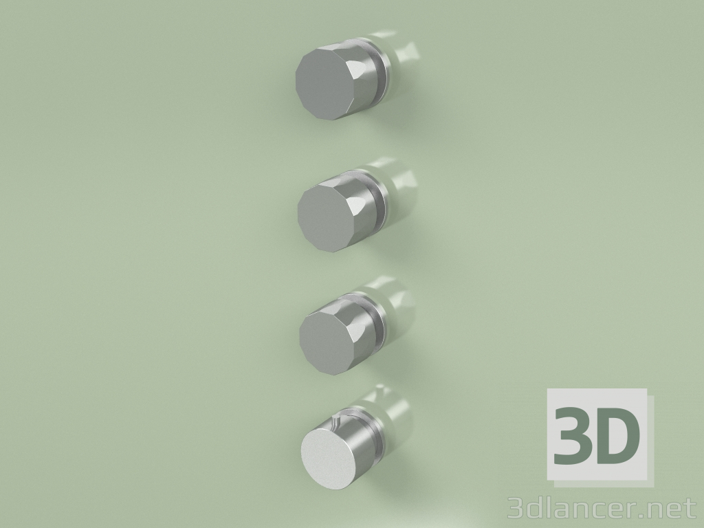 3D Modell Thermostatmischer mit 3 Absperrventilen (15 50 0, AS) - Vorschau