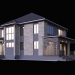 3d Two-storey house with a terrace model buy - render