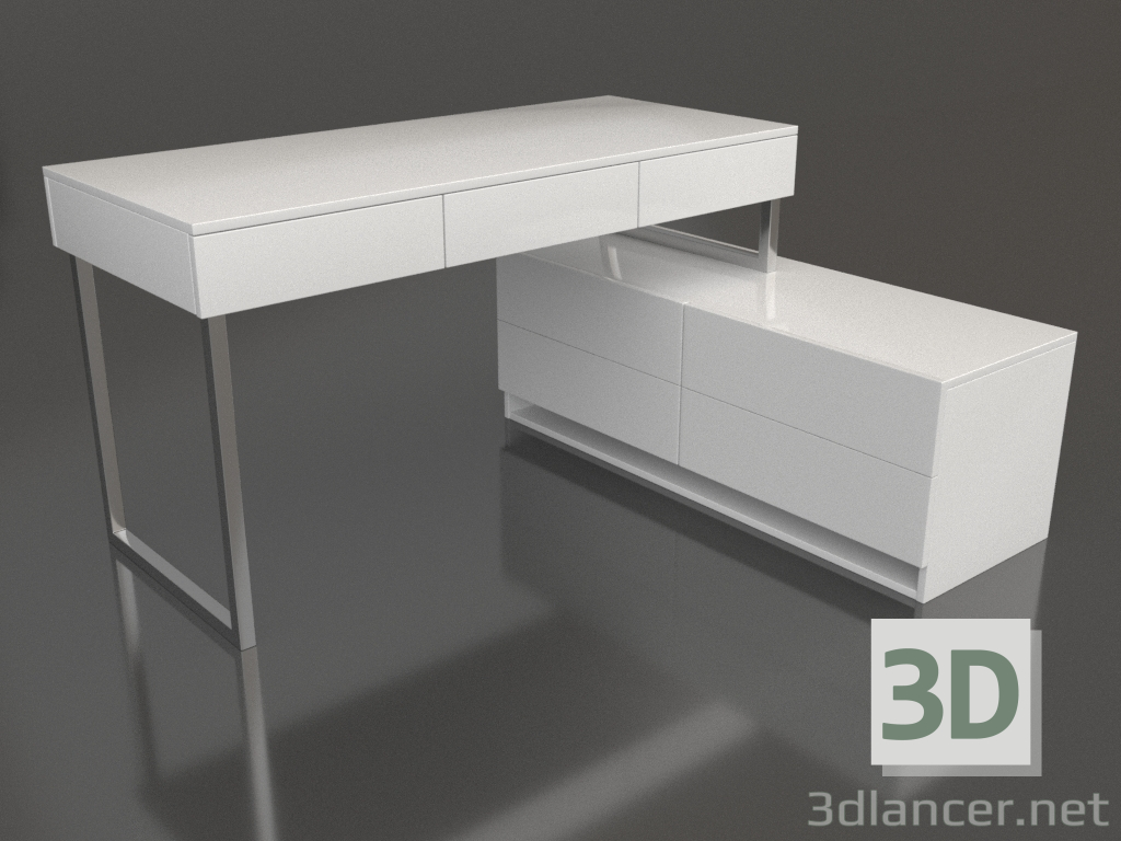 3d model Escritorio Dresden (blanco-cromo) - vista previa