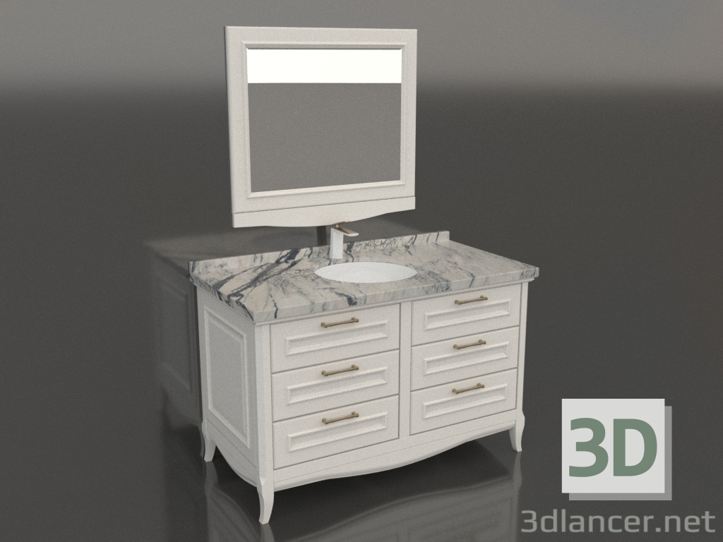 3D modeli Ankastre lavabolu banyo dolabı (Estella) - önizleme