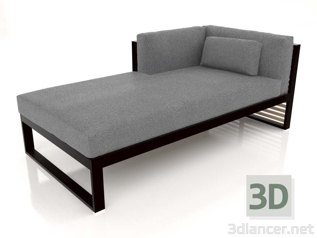 3d model Sofá modular sección 2 izquierda (Negro) - vista previa