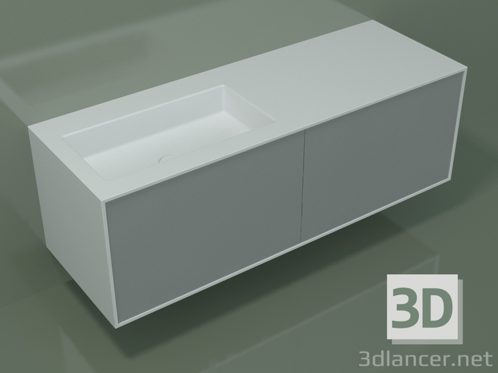 3d model Lavabo con cajones (06UC834S1, Silver Grey C35, L 144, P 50, H 48 cm) - vista previa