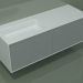 modello 3D Lavabo con cassetti (06UC834S1, Silver Grey C35, L 144, P 50, H 48 cm) - anteprima