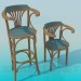 3d model A set of wooden chairs - preview