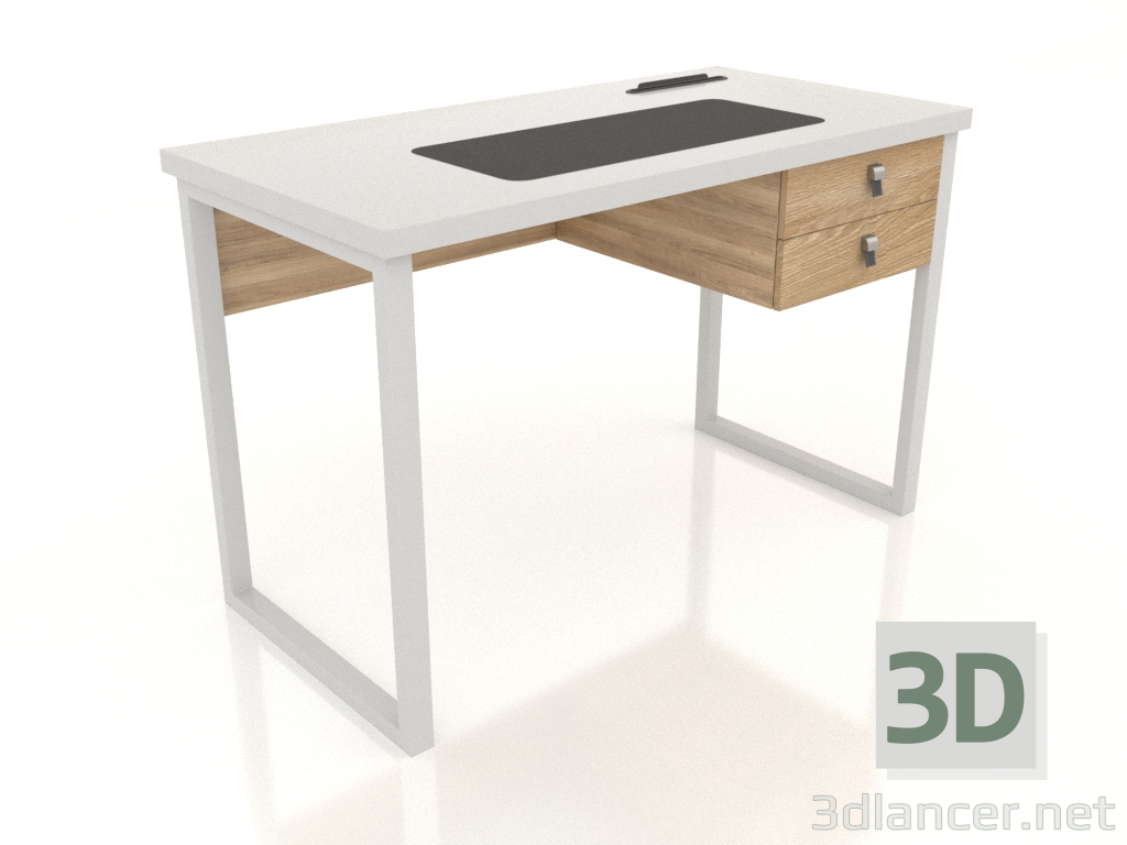 3D Modell Schreibtisch Jacklyn (Walnuss-Weiß) - Vorschau