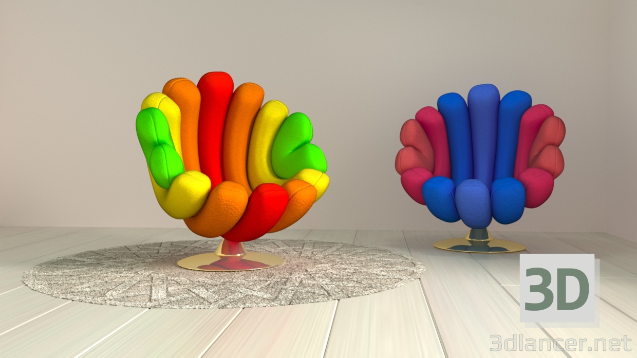 3d Armchair rainbow model buy - render