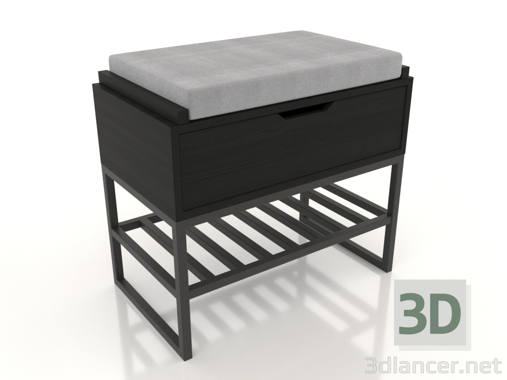 modello 3D Banchetto (nero con struttura in legno) - anteprima