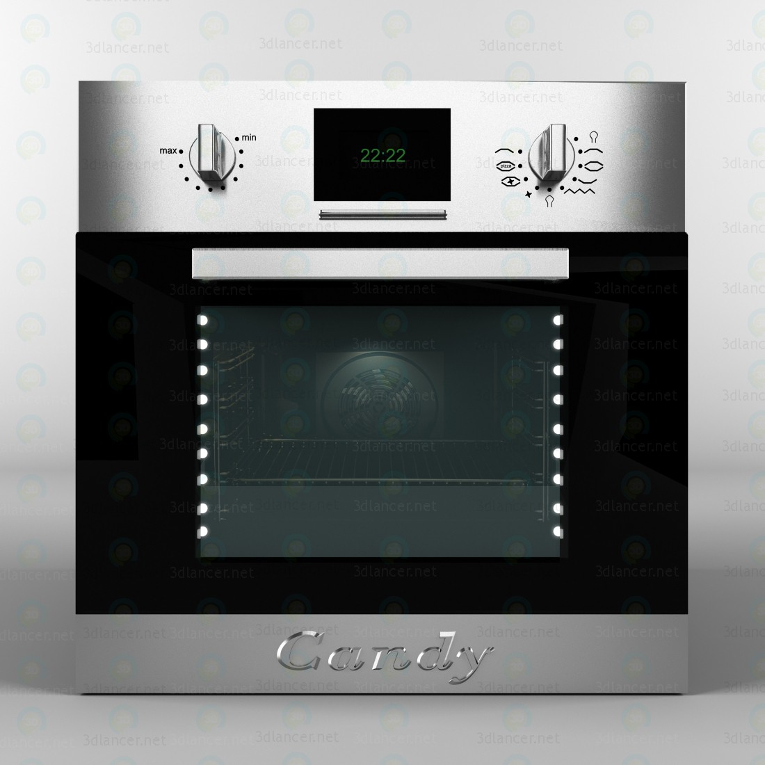 Horno, vitrocerámica, campana extractora 3D modelo Compro - render