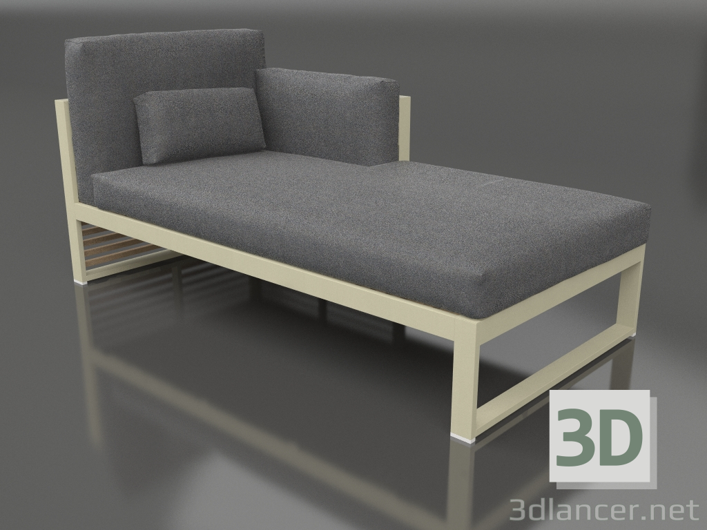 Modelo 3d Sofá modular, secção 2 direita, encosto alto (Ouro) - preview