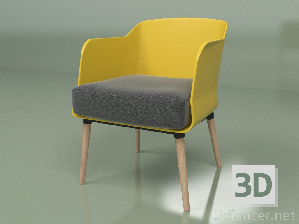 3d model Sillón Montreal 1 (mostaza, marrón oscuro) - vista previa