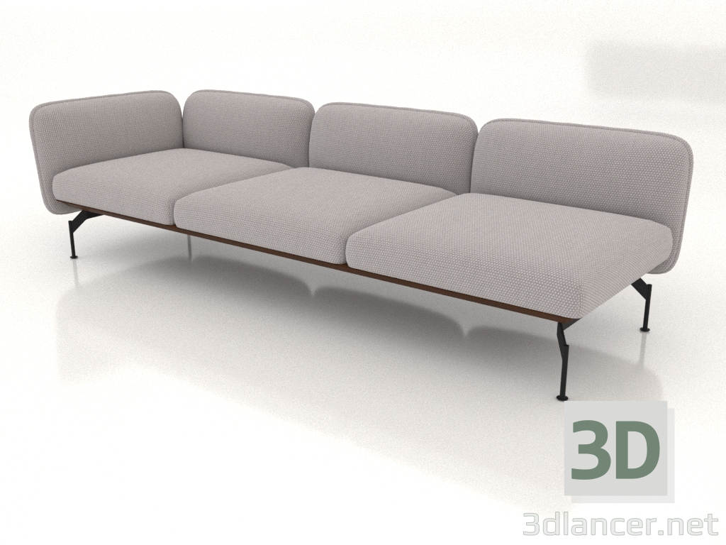 3d model 3-seater sofa module with armrest on the left (leather upholstery on the outside) - preview