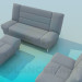 3D Modell Sessel, Sofa und Ottoman Satz - Vorschau