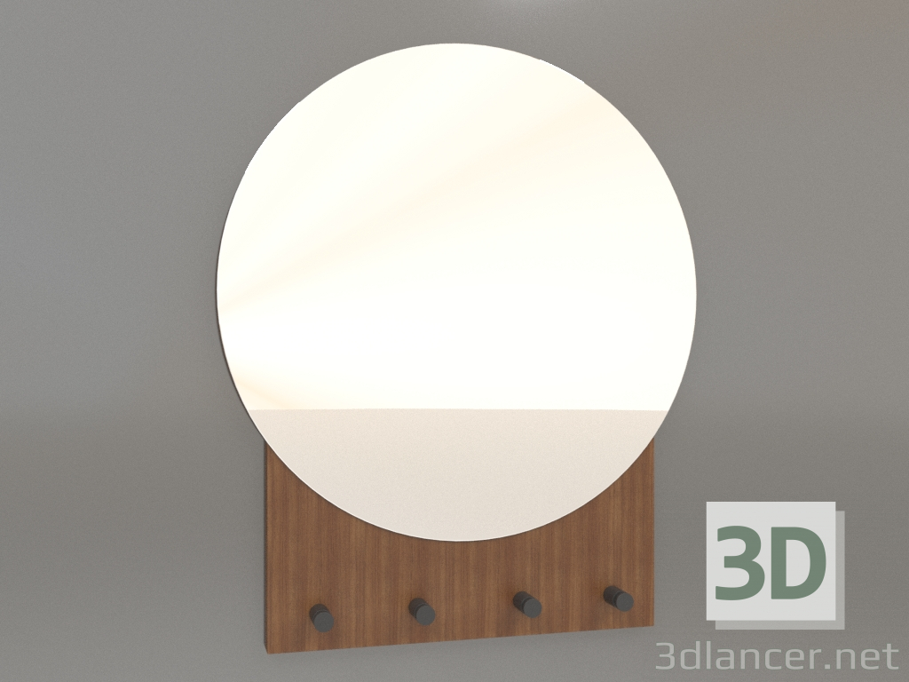 3d model Mirror with hooks ZL 10 (500x600, wood brown light) - preview