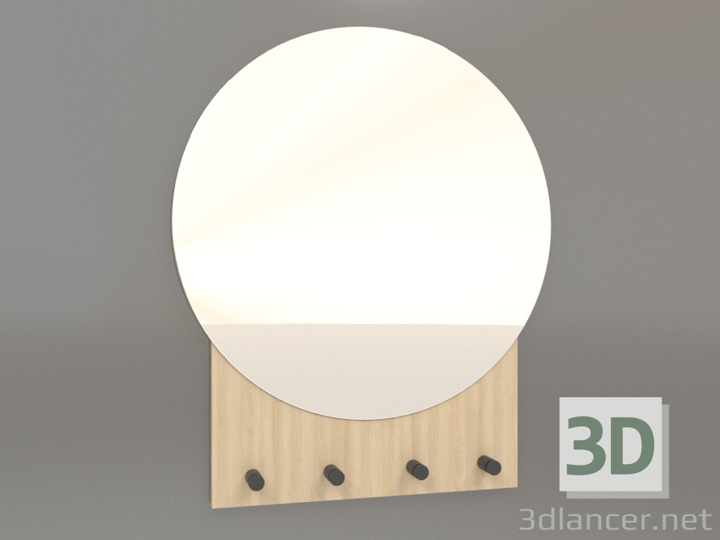 3d model Mirror with hooks ZL 10 (500x600, wood white) - preview