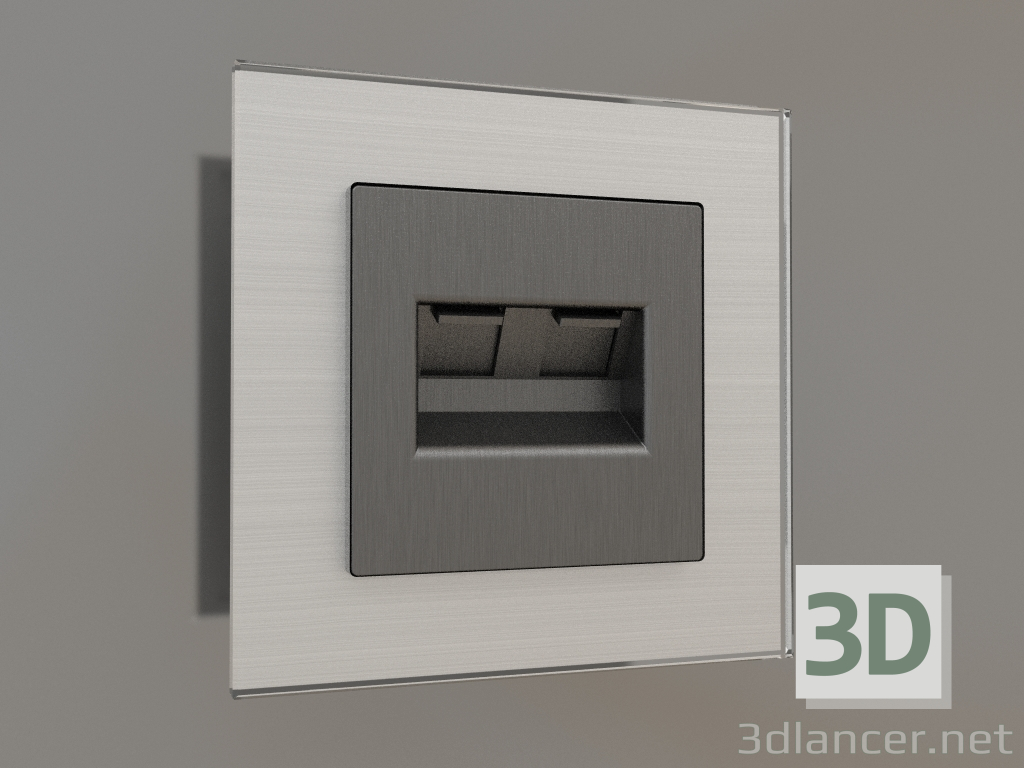 3d model Toma Ethernet doble RJ-45 (grafito corrugado) - vista previa