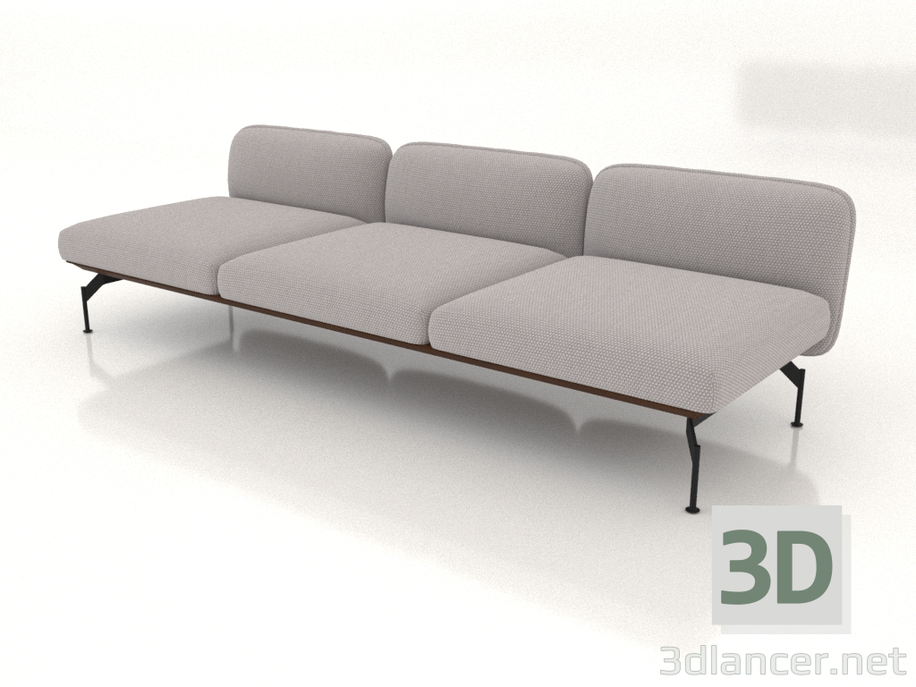 3d model 3-seater sofa module (leather upholstery on the outside) - preview