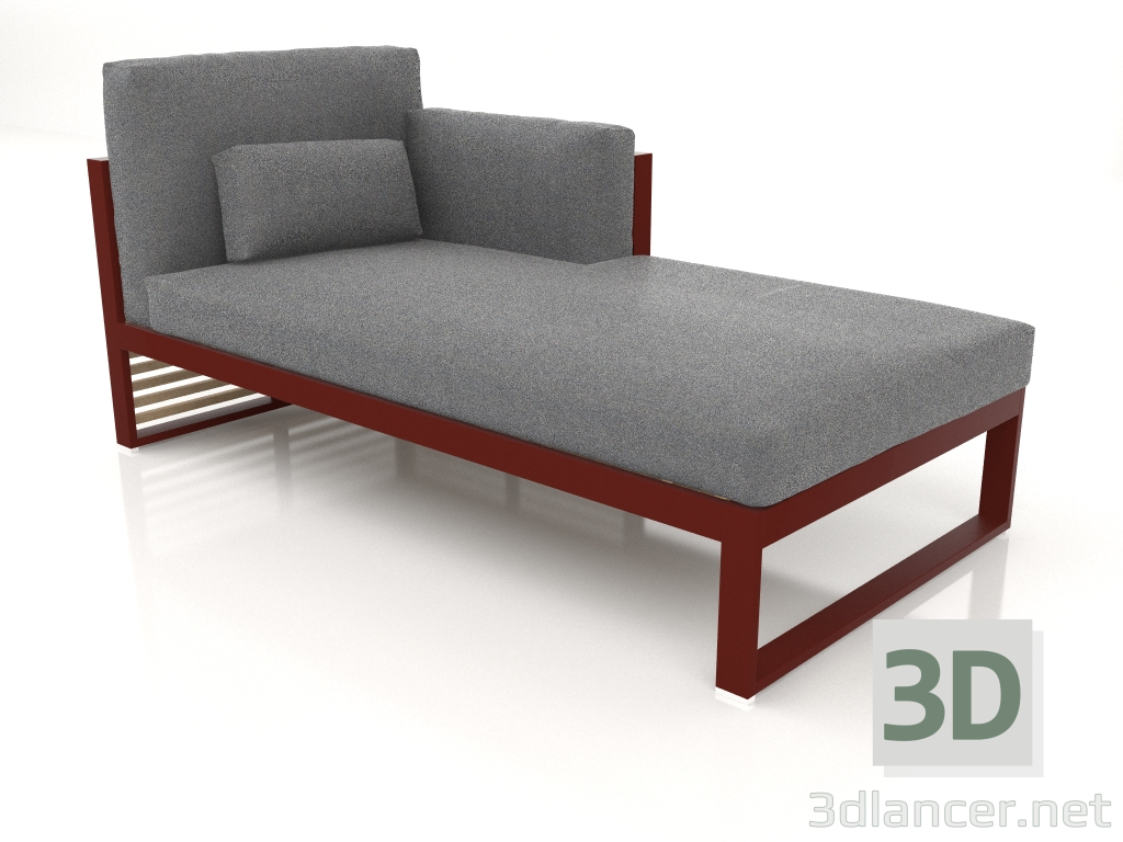 3d model Modular sofa, section 2 right, high back (Wine red) - preview