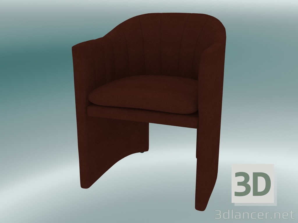 3d model Silla de comedor, mocasín de oficina (SC24, H 79cm, 57x59cm, Velvet 3 Maroon) - vista previa