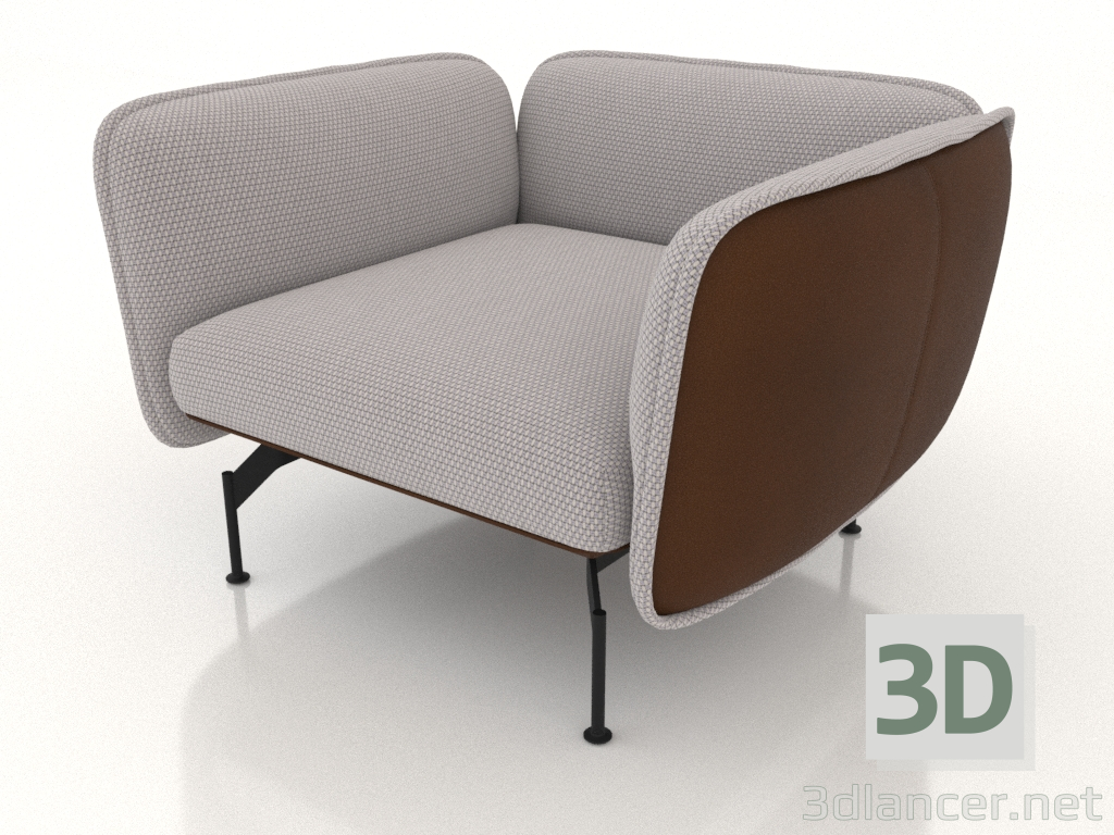 modèle 3D Fauteuil (revêtement cuir à l'extérieur) - preview