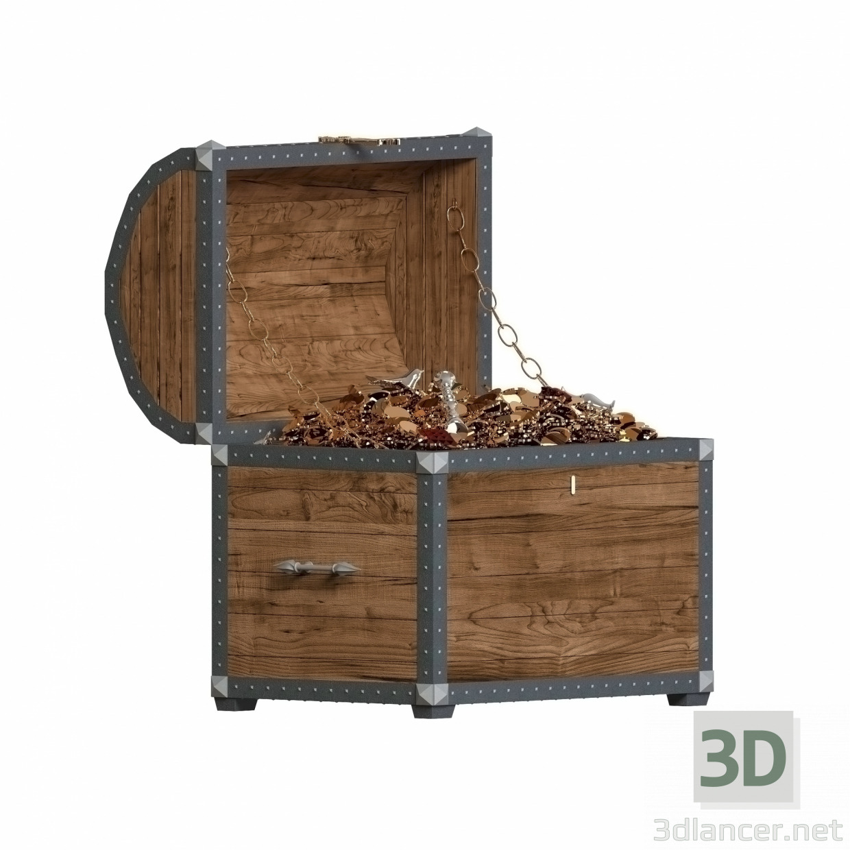 3d treasure chest model buy - render