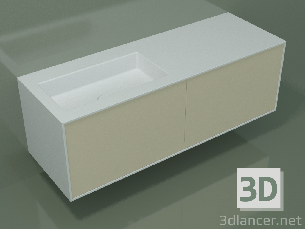 3d model Lavabo con cajones (06UC834S1, Bone C39, L 144, P 50, H 48 cm) - vista previa