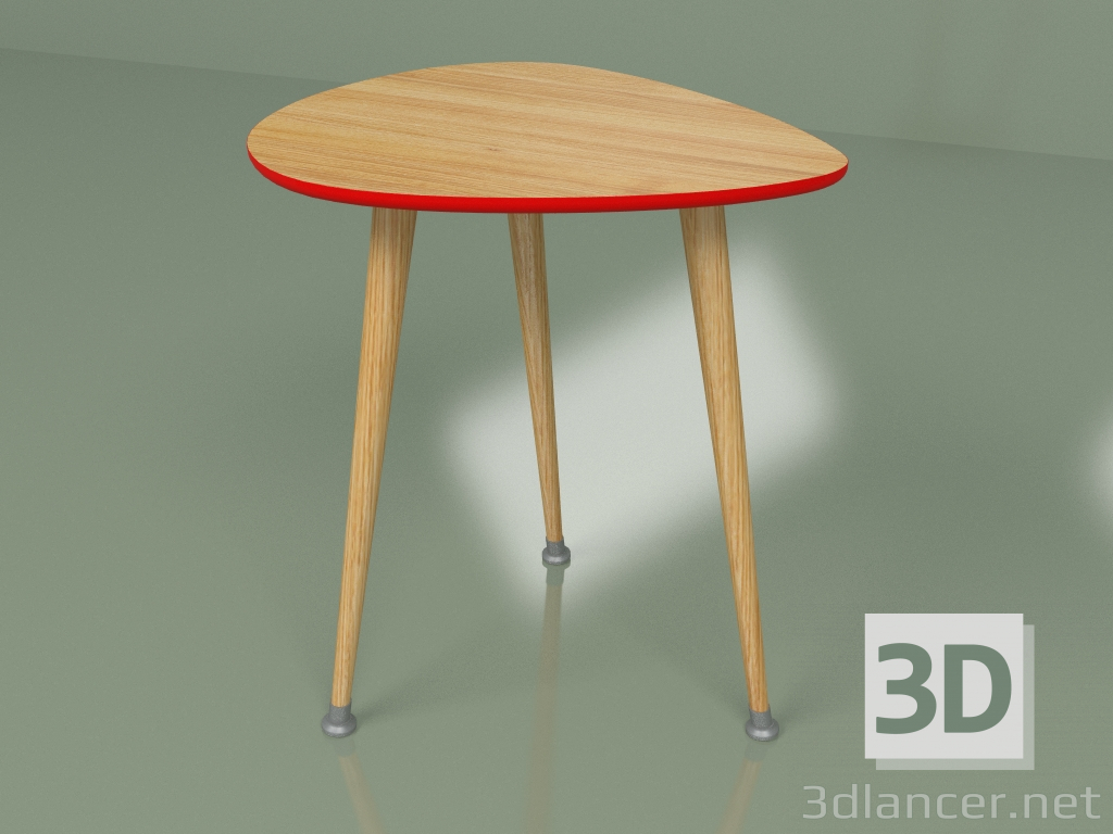 modèle 3D Table d'appoint Drop (rouge, placage clair) - preview