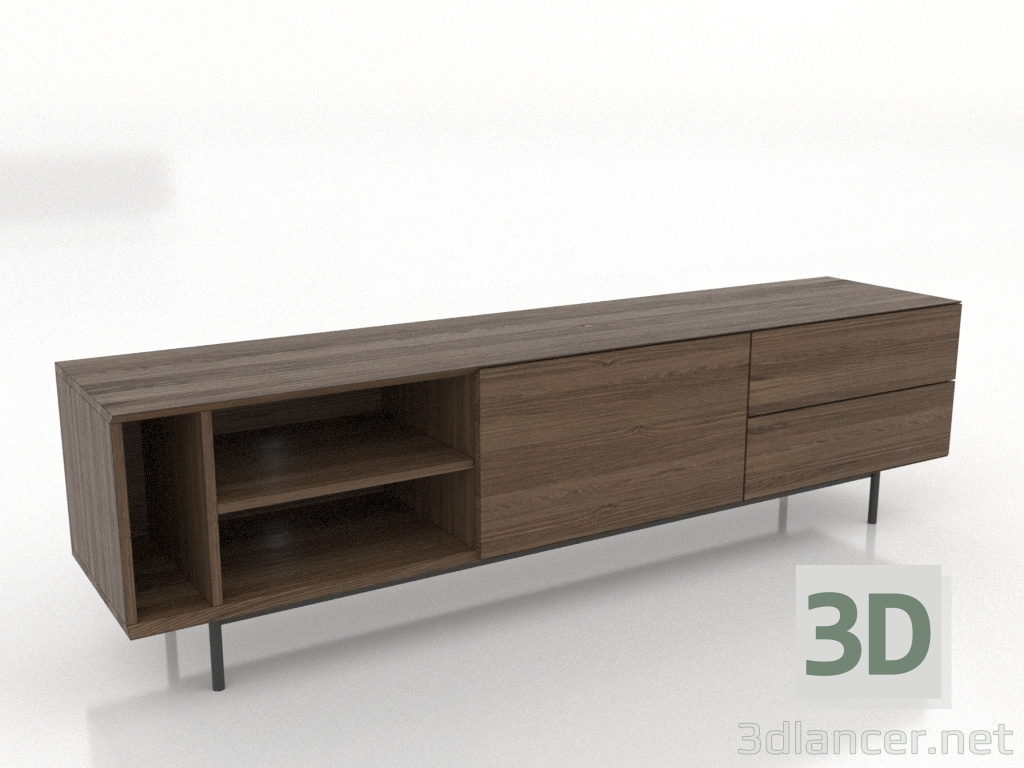 modèle 3D Meuble TV 3 1800 mm (frêne éclairci noyer) - preview modèle 3D Meuble TV 3 1800 mm (frêne éclairci noyer) - preview