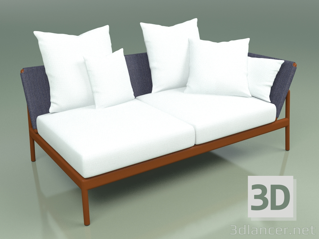 3d model Sofa module left 005 (Metal Rust, Batyline Blue) - preview