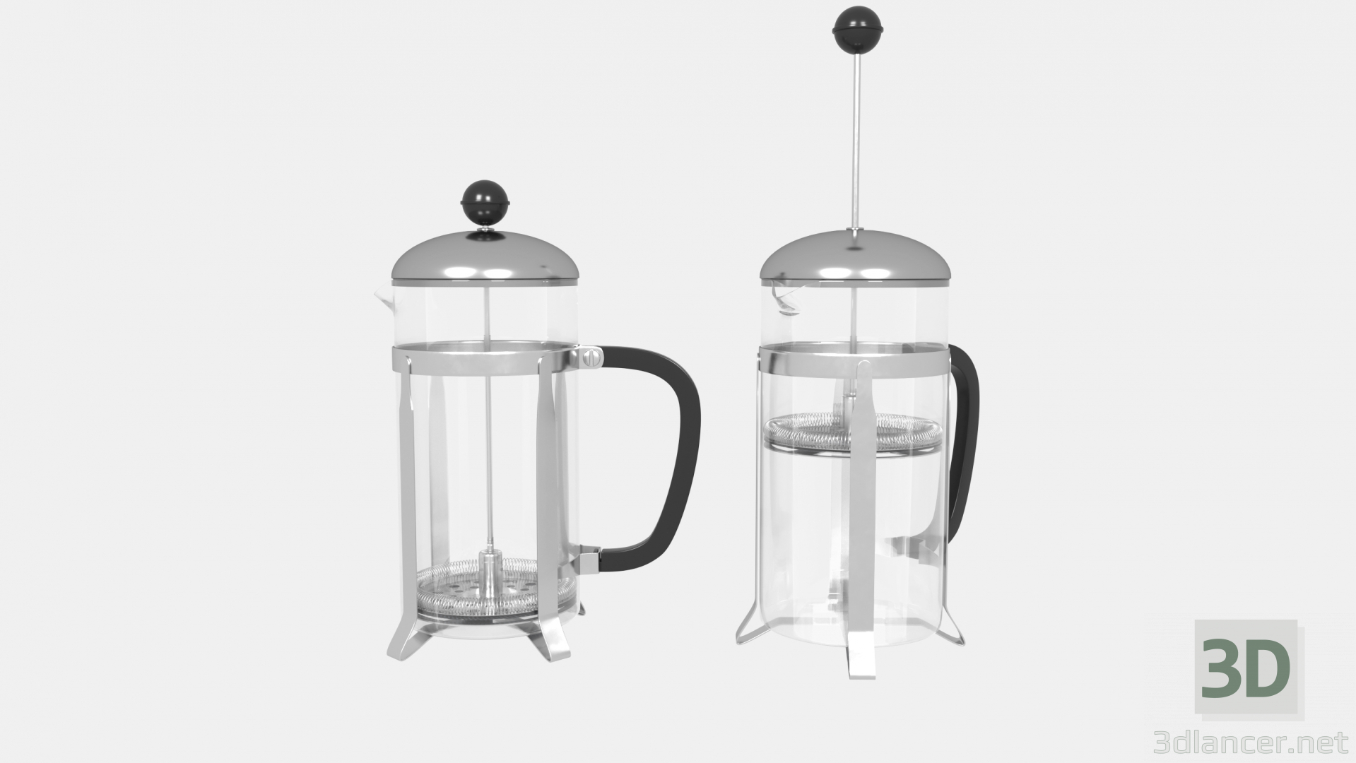 3d Kettle - press kettle model buy - render