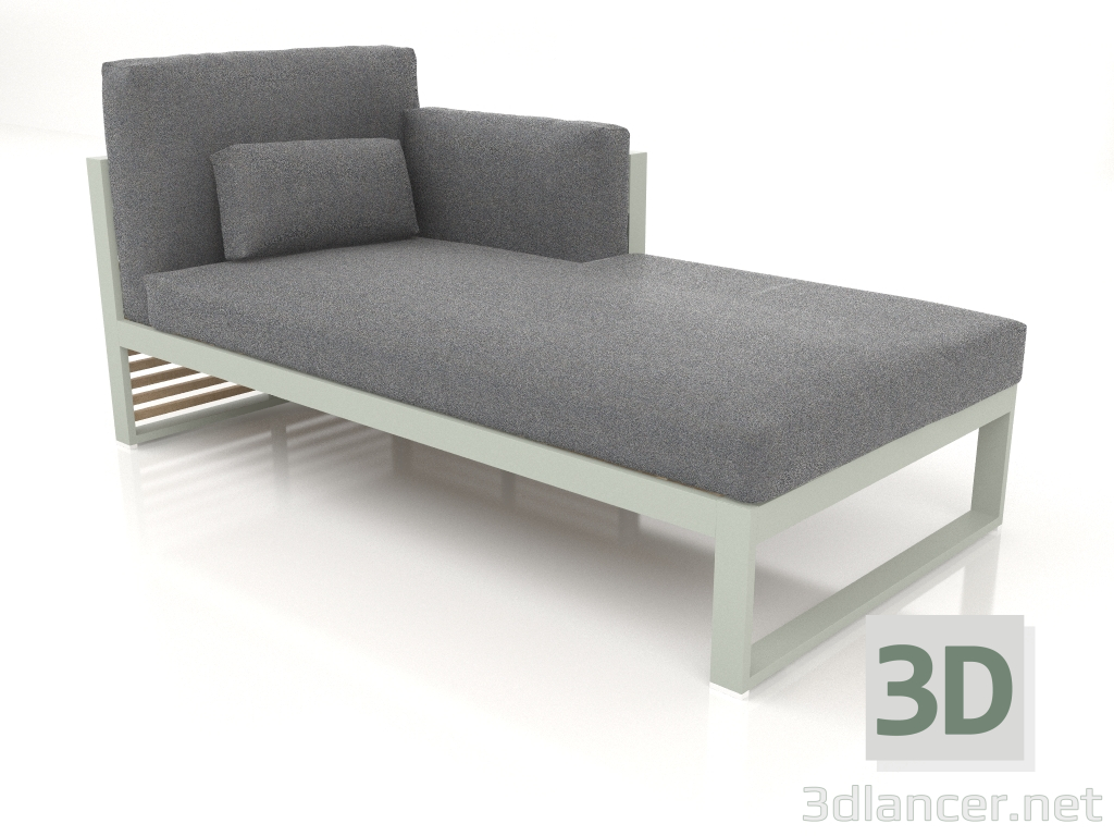 modèle 3D Canapé modulable, section 2 droite, dossier haut (Gris ciment) - preview