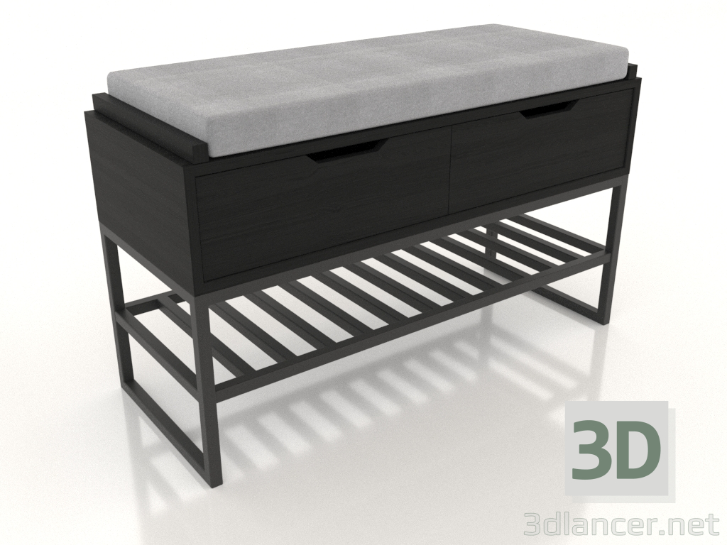 modello 3D Banchetto (nero con struttura in legno) - anteprima