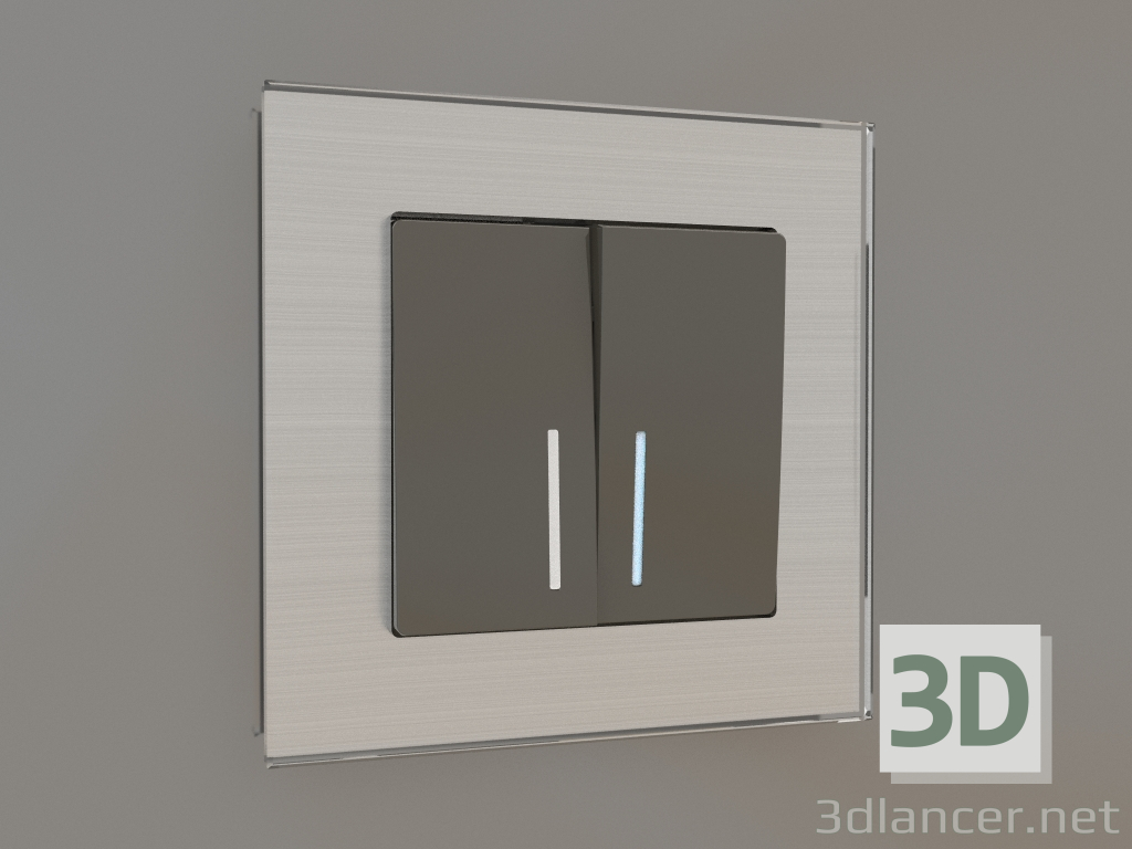 Modelo 3d Interruptor de dois grupos com luz de fundo (marrom acinzentado) - preview