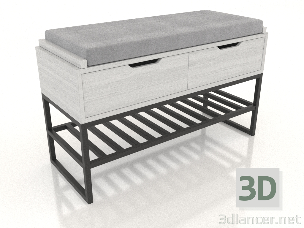 modello 3D Banchetto (bianco con struttura in legno) - anteprima