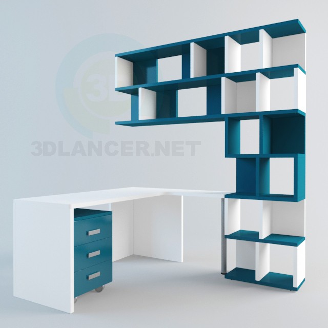 3d model Desk and shelves - preview