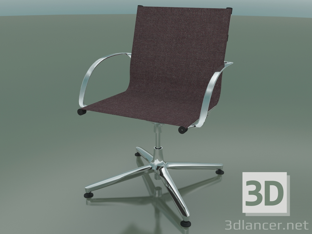 3d model Silla giratoria con reposabrazos en 4 patas, con tapicería de tela (1202) - vista previa