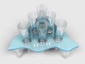 Un coffret de verres avec support