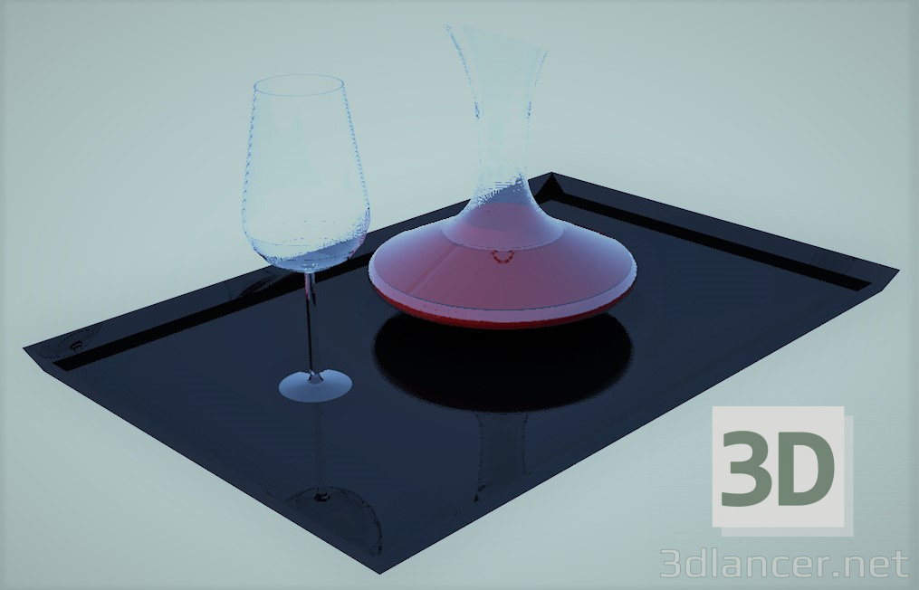 3D Modell Glas mit Karaffe - Vorschau