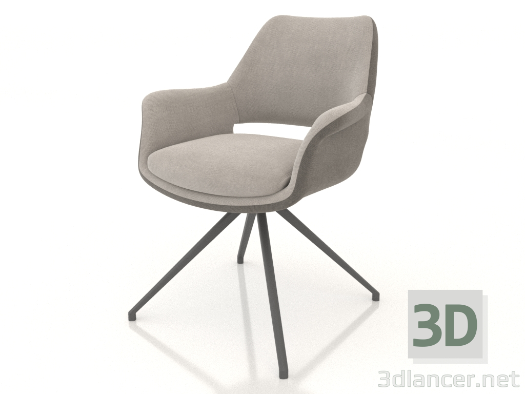 modèle 3D Chaise Ruth (beige-marron) - preview