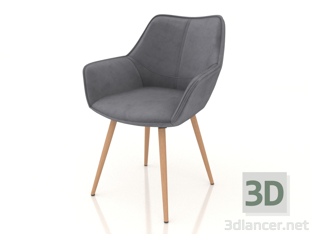 3d model Silla Ursula (gris oscuro - madera) - vista previa