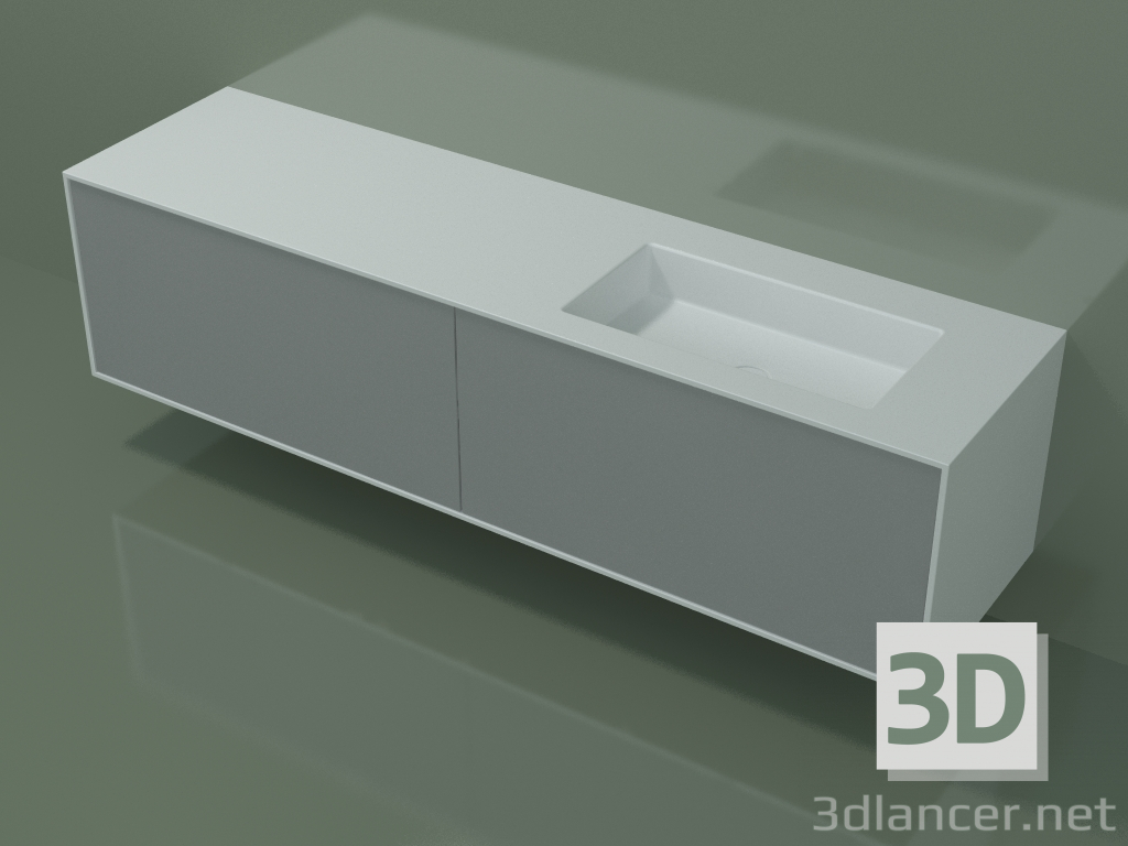 3D Modell Waschbecken mit Schubladen (06UCA34D1, Silbergrau C35, L 192, P 50, H 48 cm) - Vorschau