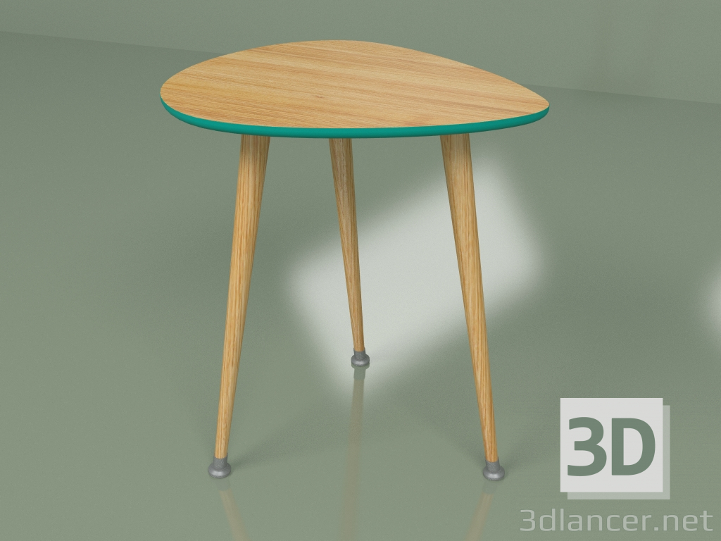 3D Modell Beistelltisch Drop (türkis, helles Furnier) - Vorschau