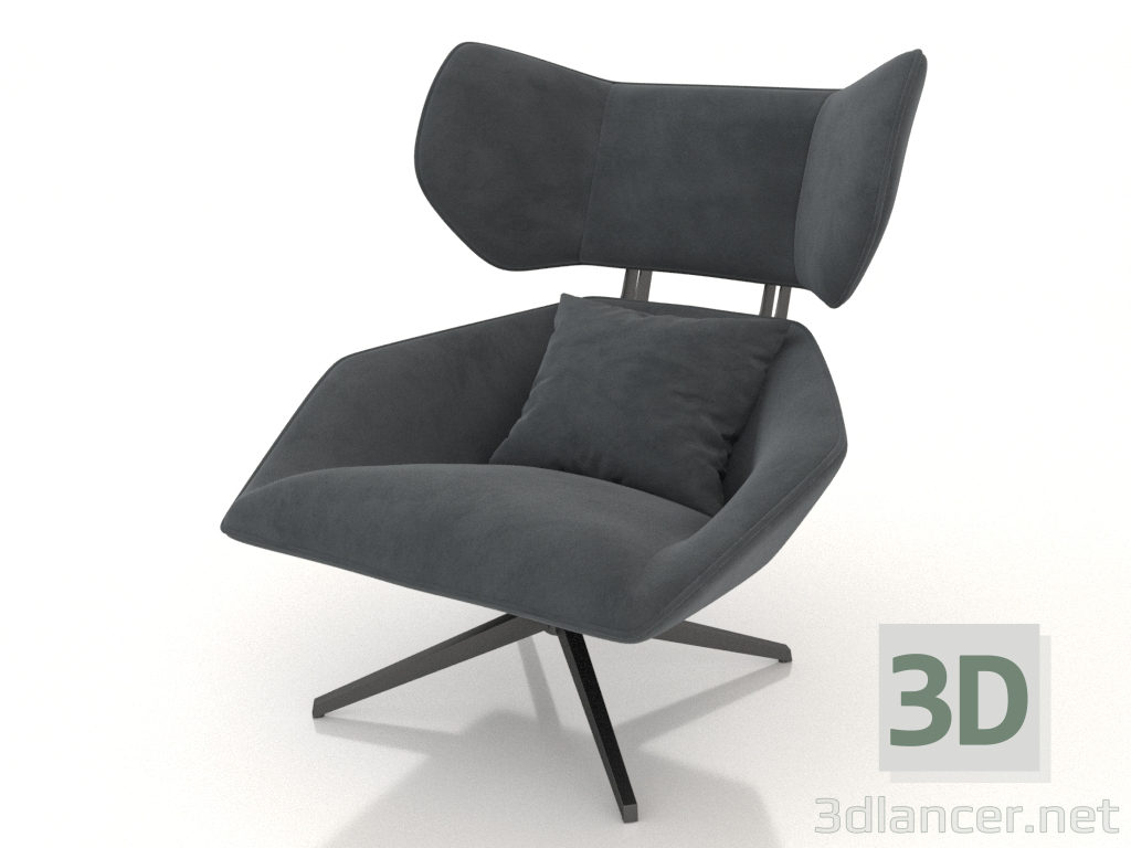 modèle 3D Fauteuil Boston (graphite) - preview