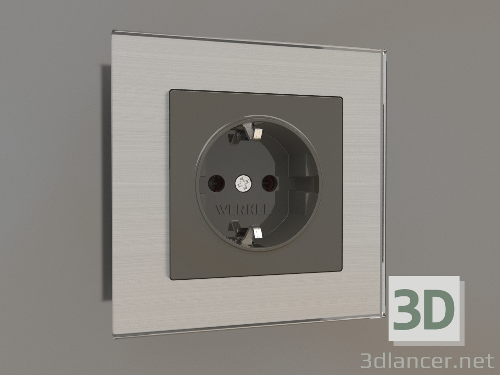 3D Modell Steckdose mit Erde (grau-braun) - Vorschau